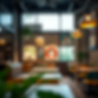 Interior design showcasing local art in a coffee shop
