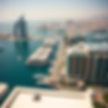Aerial Perspective of Waterfront Living Aerial view of waterfront properties in Dubai Marina