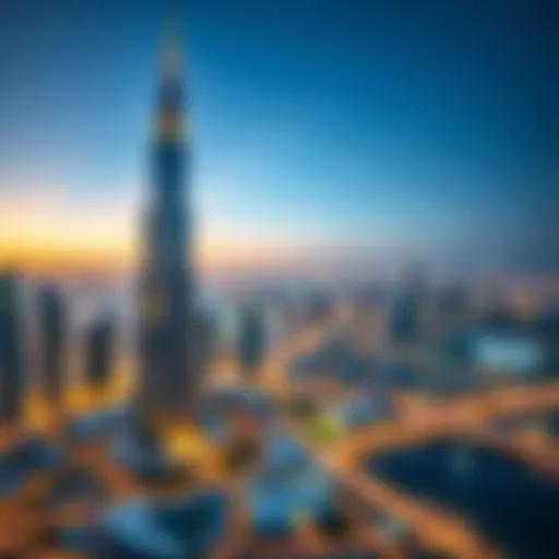 Breathtaking view of Elite Residences Tower against the Dubai skyline