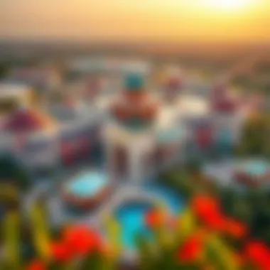 Aerial View of Dubai Parks and Resorts Aerial view of Dubai Parks and Resorts showcasing vibrant landscapes