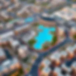 Aerial view showcasing the vibrant layout of Motor City Dubai