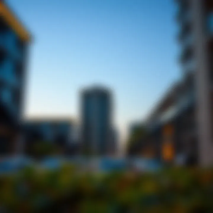 Architectural features highlighting the modern design of residential complexes