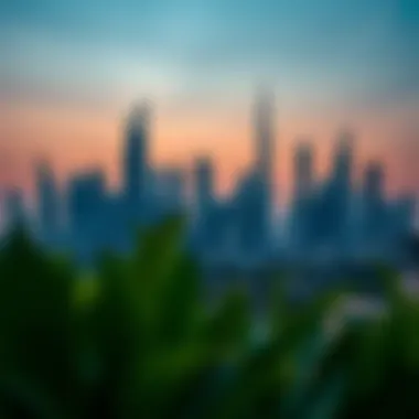 View of a modern skyline in Dubai