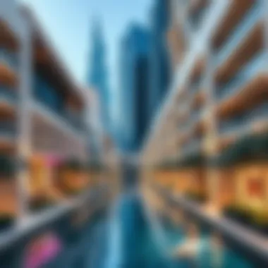 Modern Architectural Features of the Canal Walk Modern architectural features of the Dubai Canal Walk