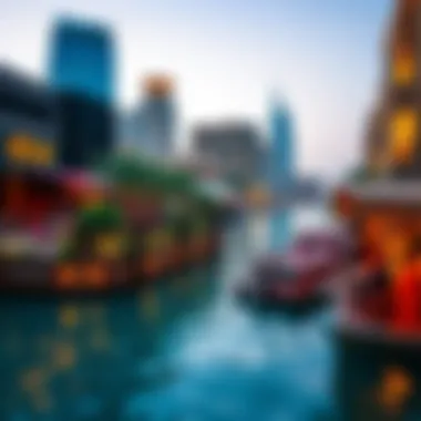 Vibrant Waterfront Dining Experience Vibrant waterfront dining along the Dubai Canal