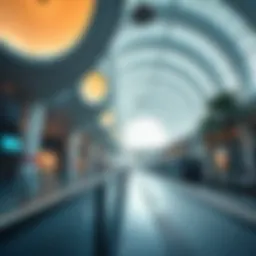 A panoramic view of the Mall of Emirates Metro Station showcasing its modern architecture