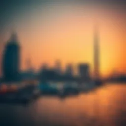 A serene view of Dubai's skyline at sunset during Ramadan